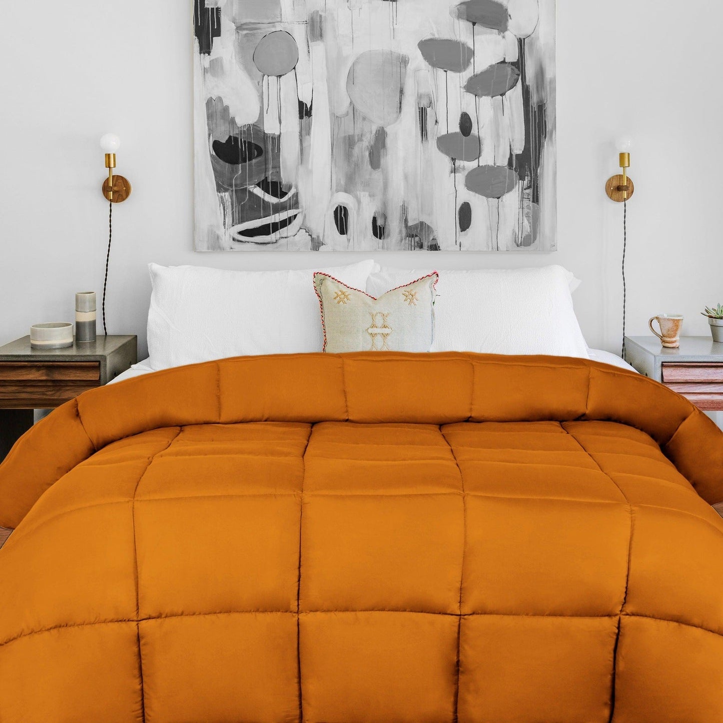 Brushed Microfiber Down Alternative Medium Weight Solid Comforter