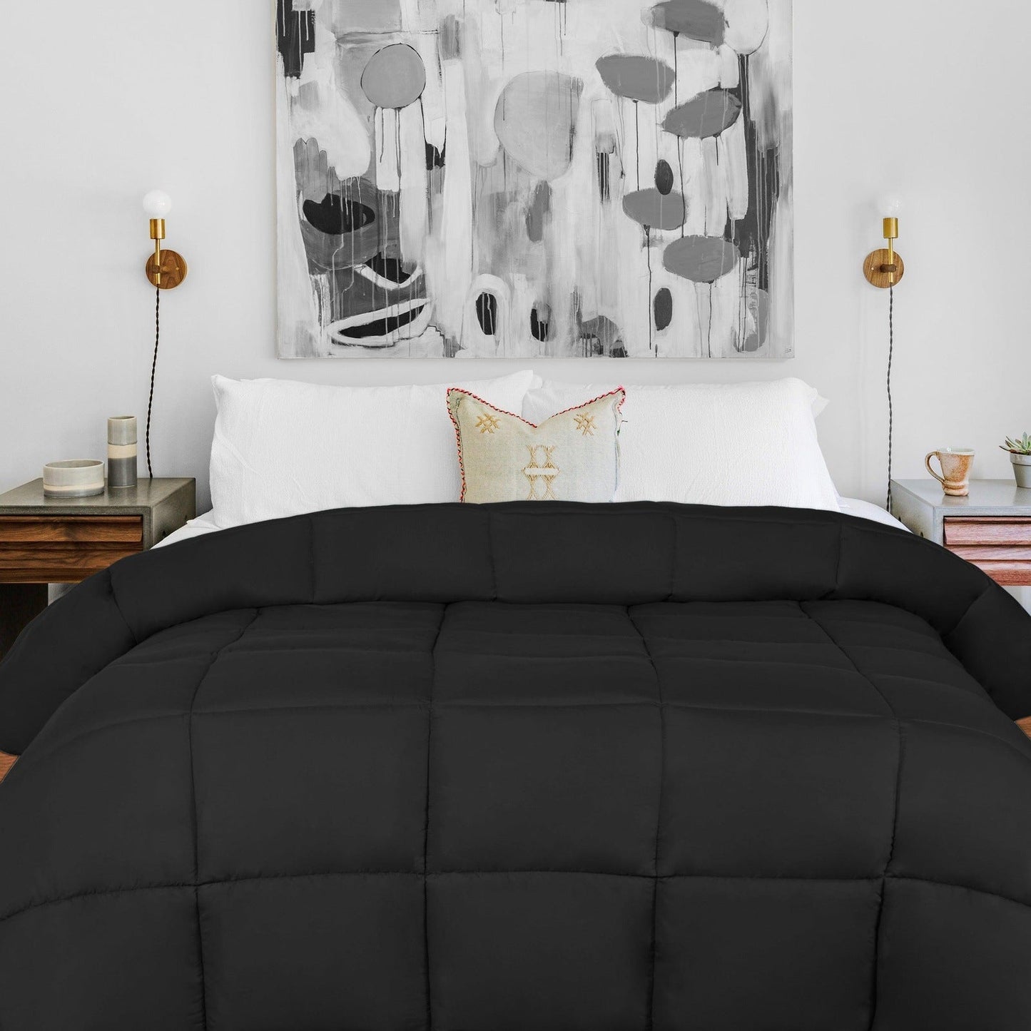 Brushed Microfiber Down Alternative Medium Weight Solid Comforter