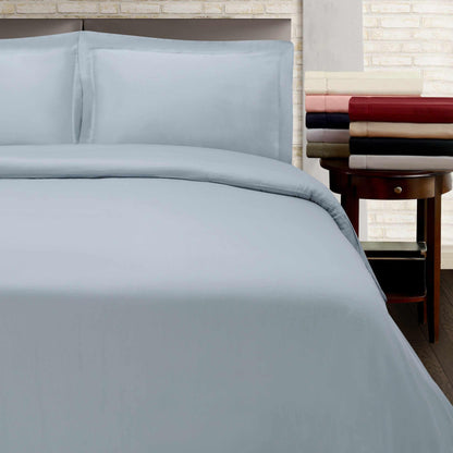Superior Wrinkle Resistant Cotton Duvet Cover Set - Light Blue