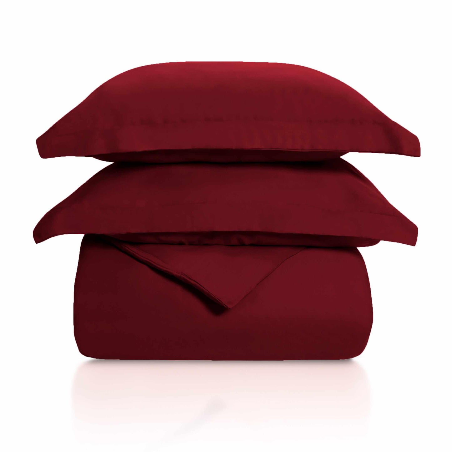 Superior Wrinkle Resistant Cotton Duvet Cover Set - Burgundy