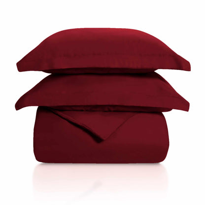 Superior Wrinkle Resistant Cotton Duvet Cover Set - Burgundy