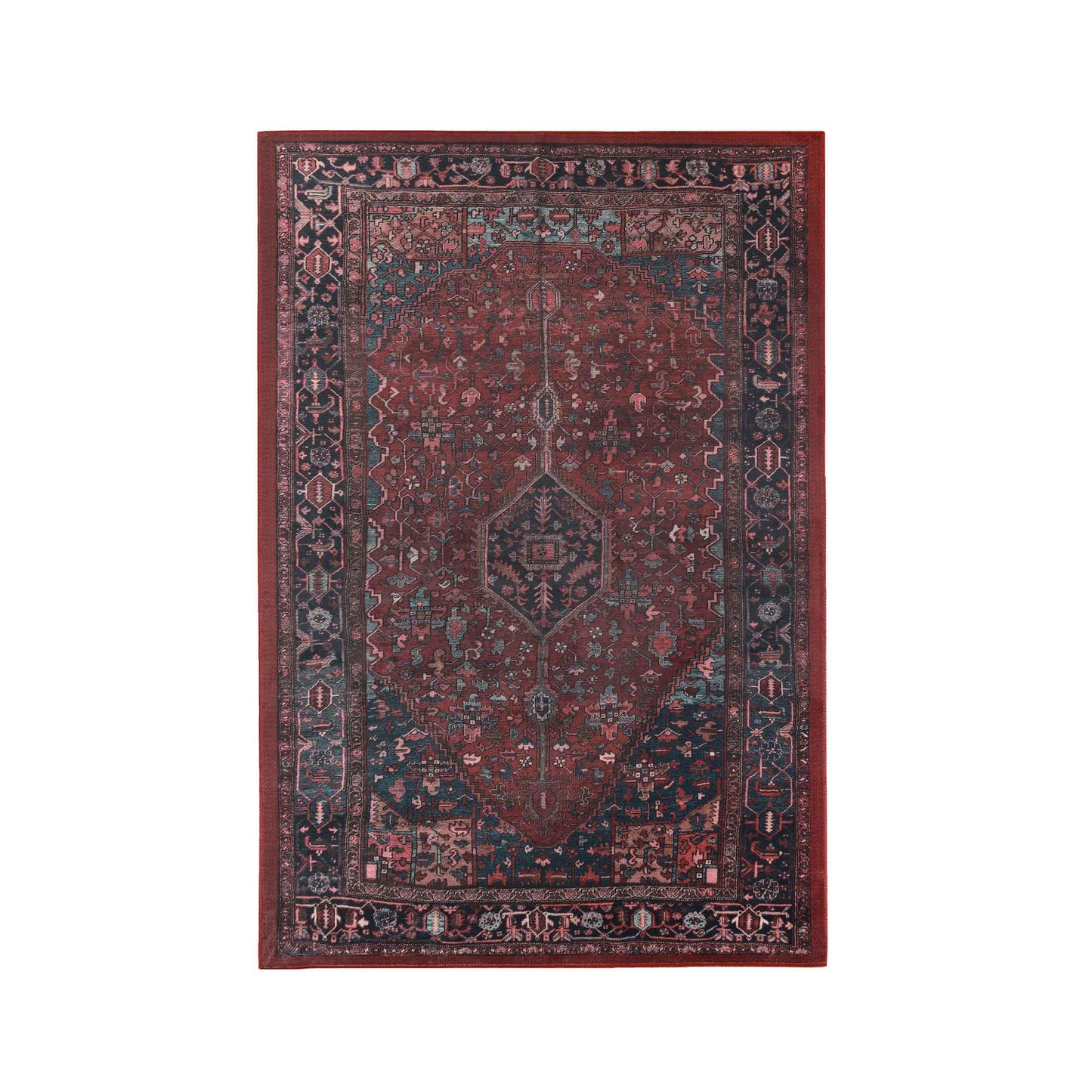 Cardinal Floral Medallion Machine Washable Indoor Area Rug or Runner