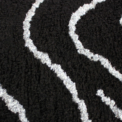 Superior Carleton Modern Handwoven Shag Area Rug - Black/Silver