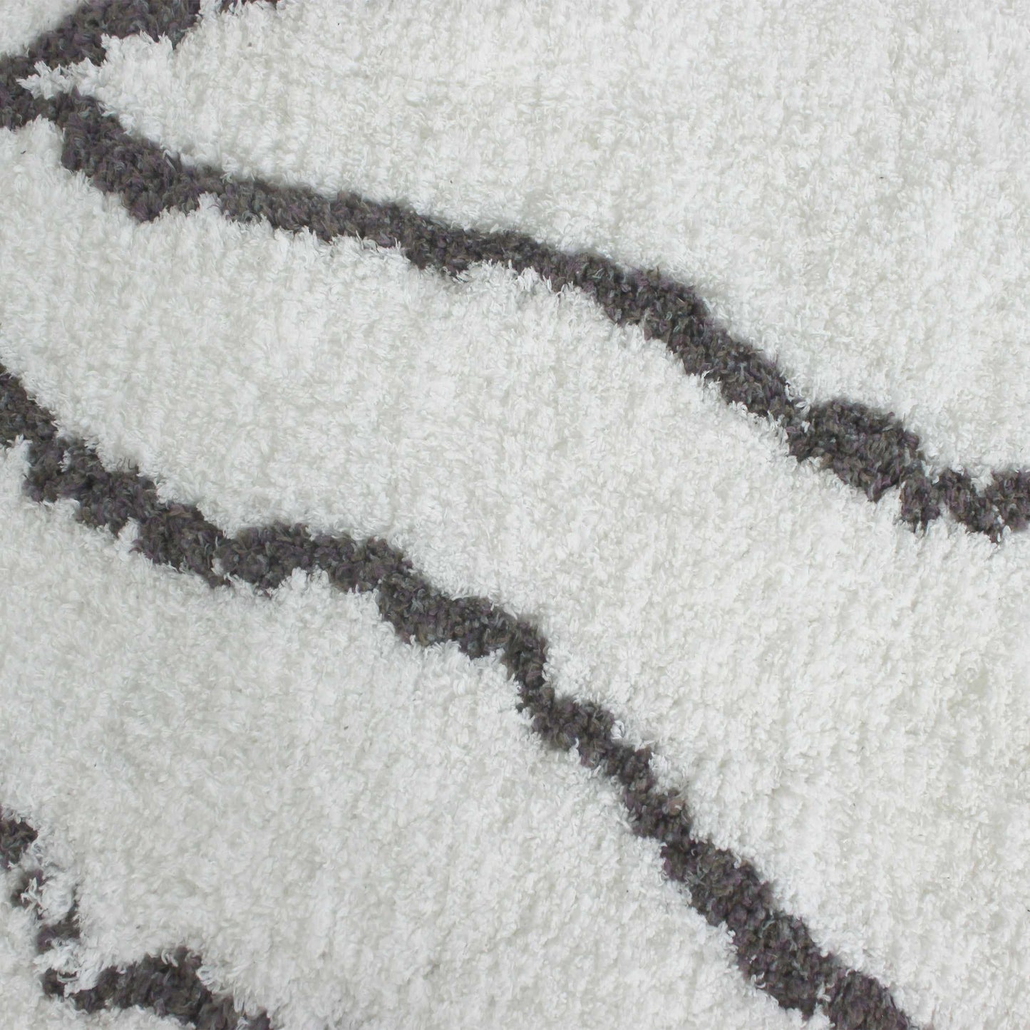 Superior Carleton Modern Handwoven Shag Area Rug - White/Grey