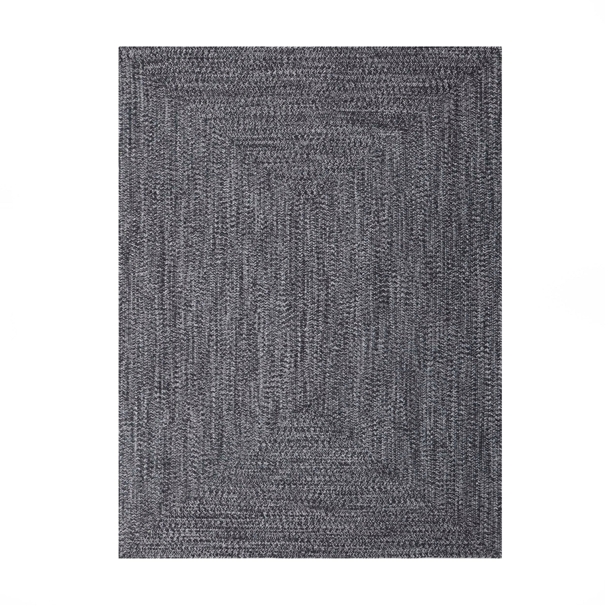 Multi Toned Braided Area Rug Bohemian Indoor Outdoor Rugs - Charcoal-White
