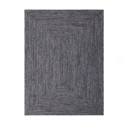 Multi Toned Braided Area Rug Bohemian Indoor Outdoor Rugs - Charcoal-White