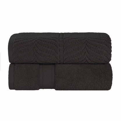 Chevron Zero Twist Solid and Jacquard Soft Cotton Bath Sheet Set of 2