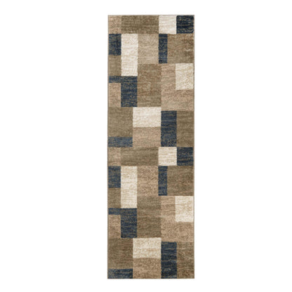 Clifton Geometric Color Block Plush Indoor Area Rug or Runner Rug