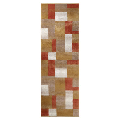 Clifton Geometric Color Block Plush Indoor Area Rug or Runner Rug