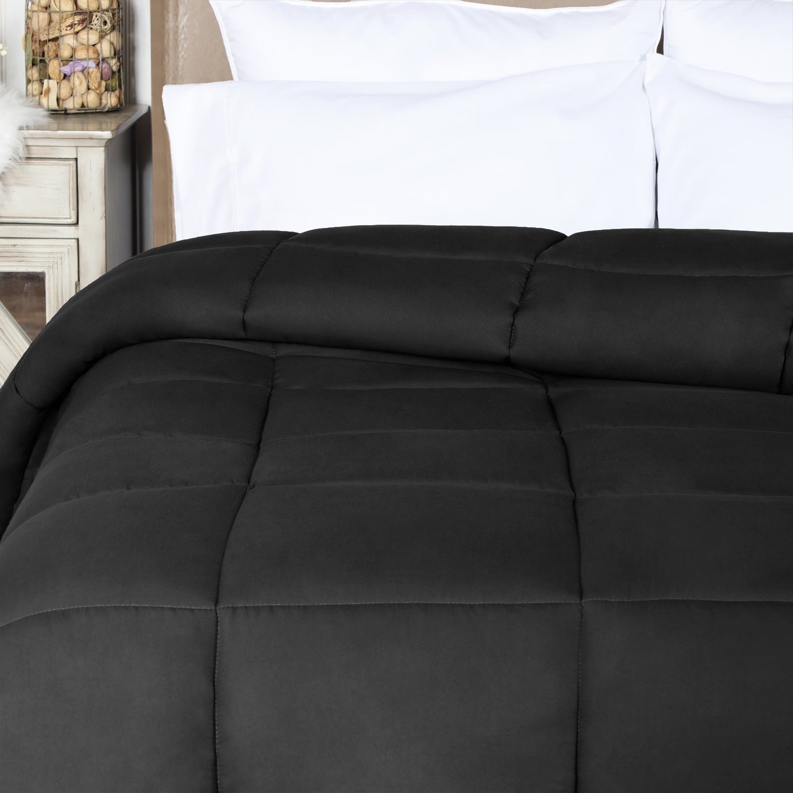 Superior Solid All Season Down Alternative Microfiber Comforter - Black