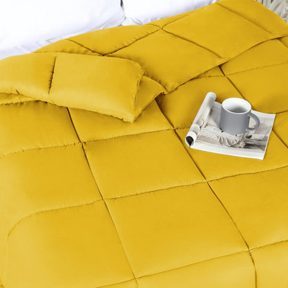  Superior Solid All Season Down Alternative Microfiber Comforter - Yellow