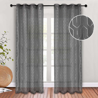 Cormac Printed Sheer Curtain Set of 2 Panels
