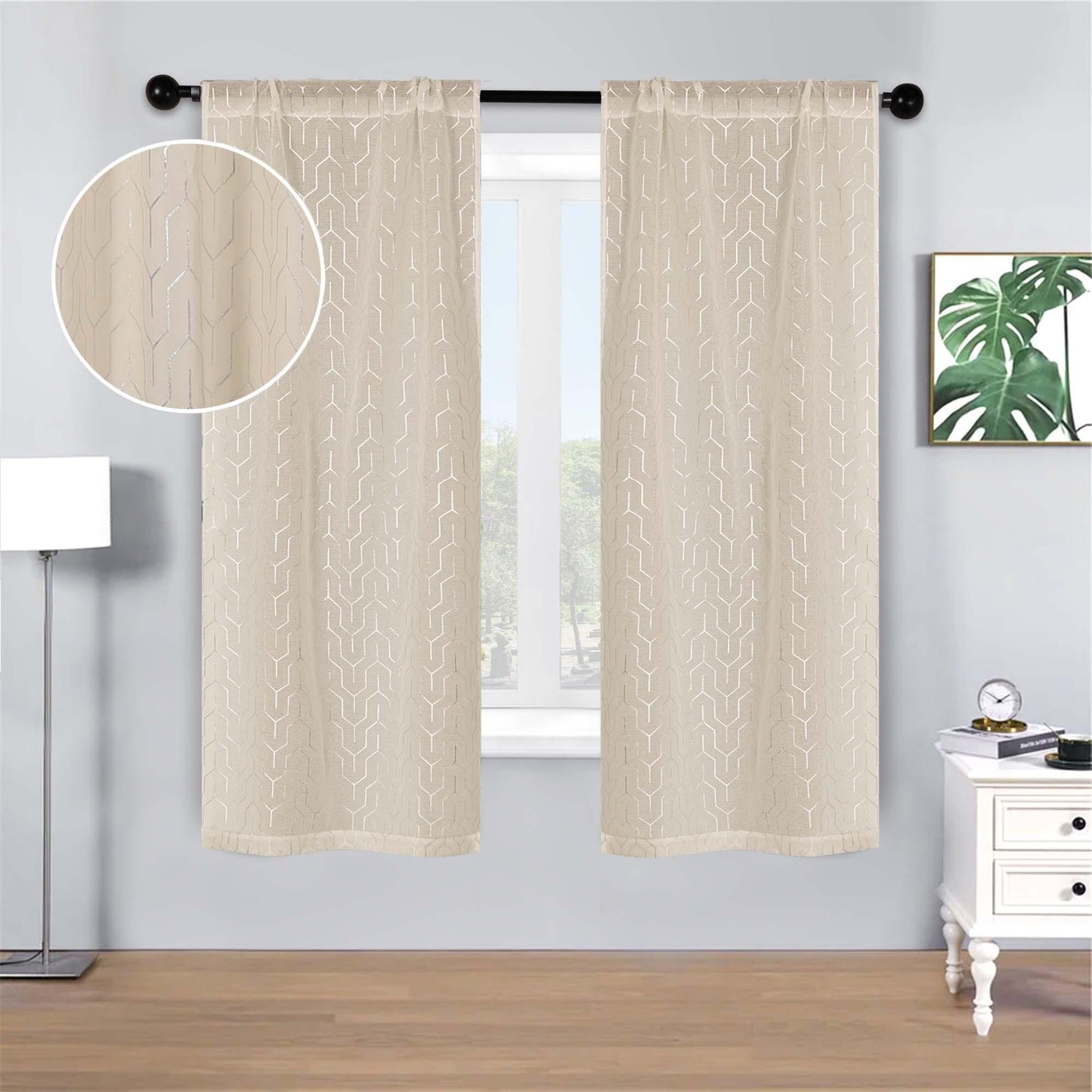Cormac Printed Sheer Curtain Set of 2 Panels