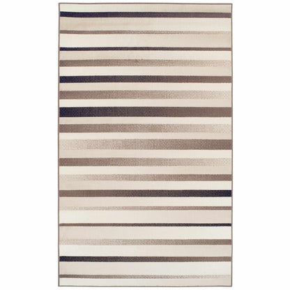 Superior Corona Striped Contemporary Area Rug - Beige