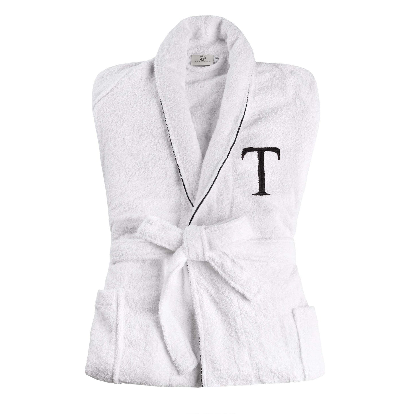 Cotton Embroidered  Fluffy Bathrobe Adult Unisex Bath Robe White