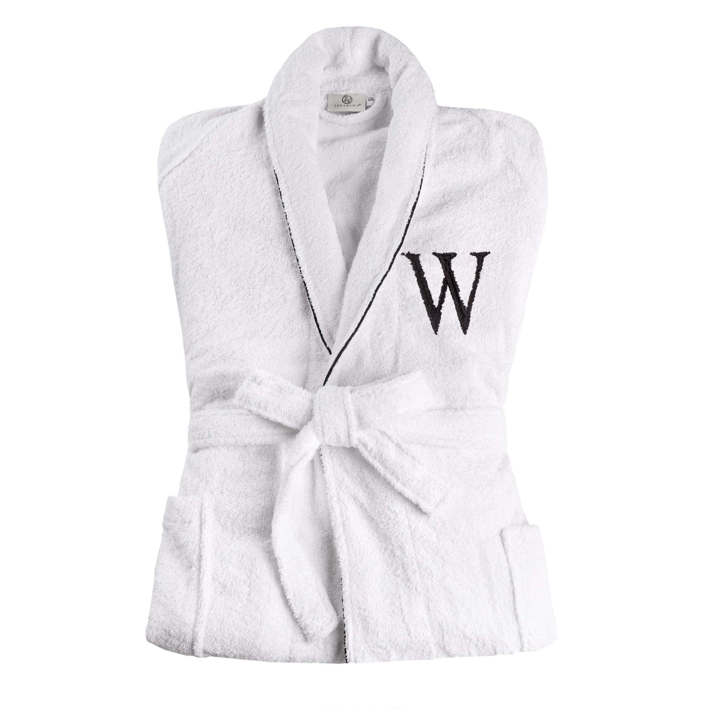 Cotton Embroidered  Fluffy Bathrobe Adult Unisex Bath Robe White