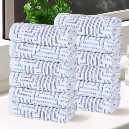 Cotton Modern Geometric Jacquard Plush Face Towel Washcloth Set of 12