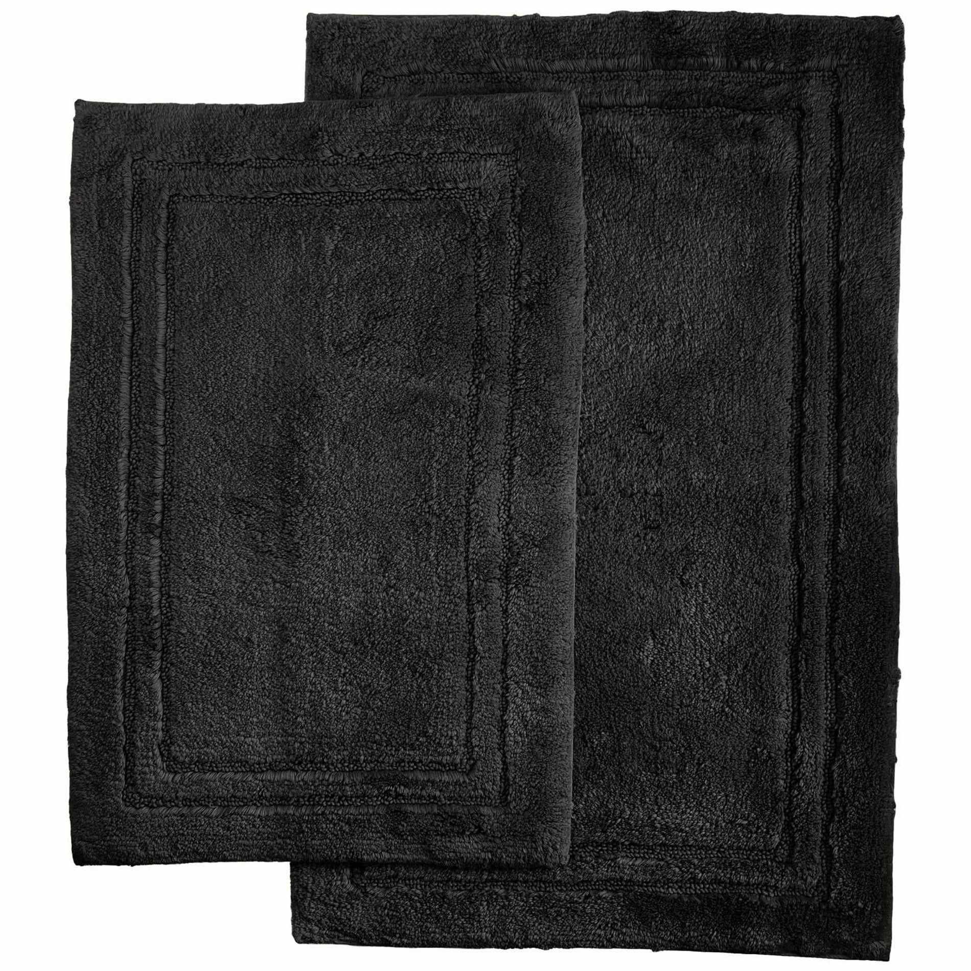 Non-Slip Absorbent Assorted Solid 2-Piece Bath Rug Set - Black