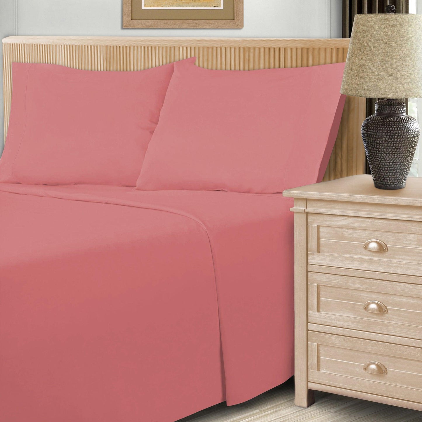  Superior Solid Count Cotton Blend Deep Pocket Sheet Set - Blush