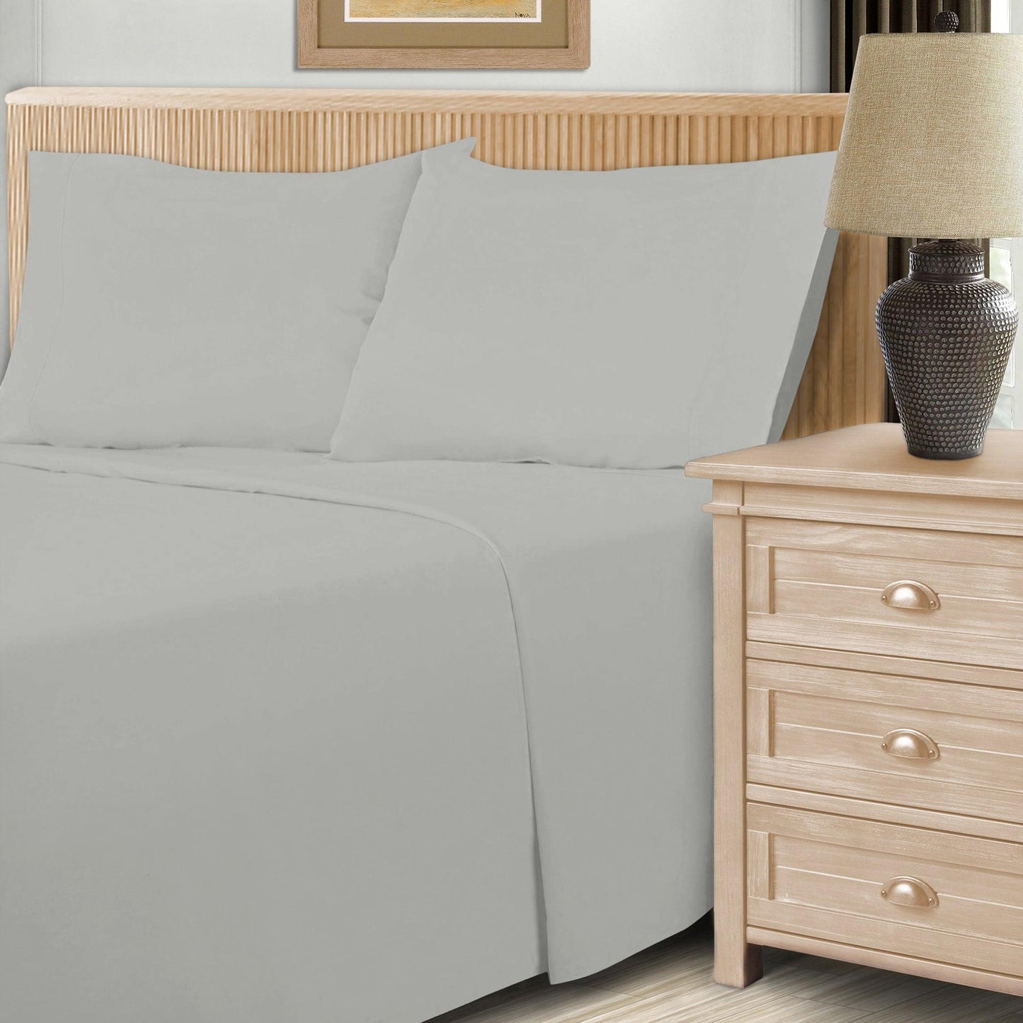  Superior Solid Count Cotton Blend Deep Pocket Sheet Set - Platinum