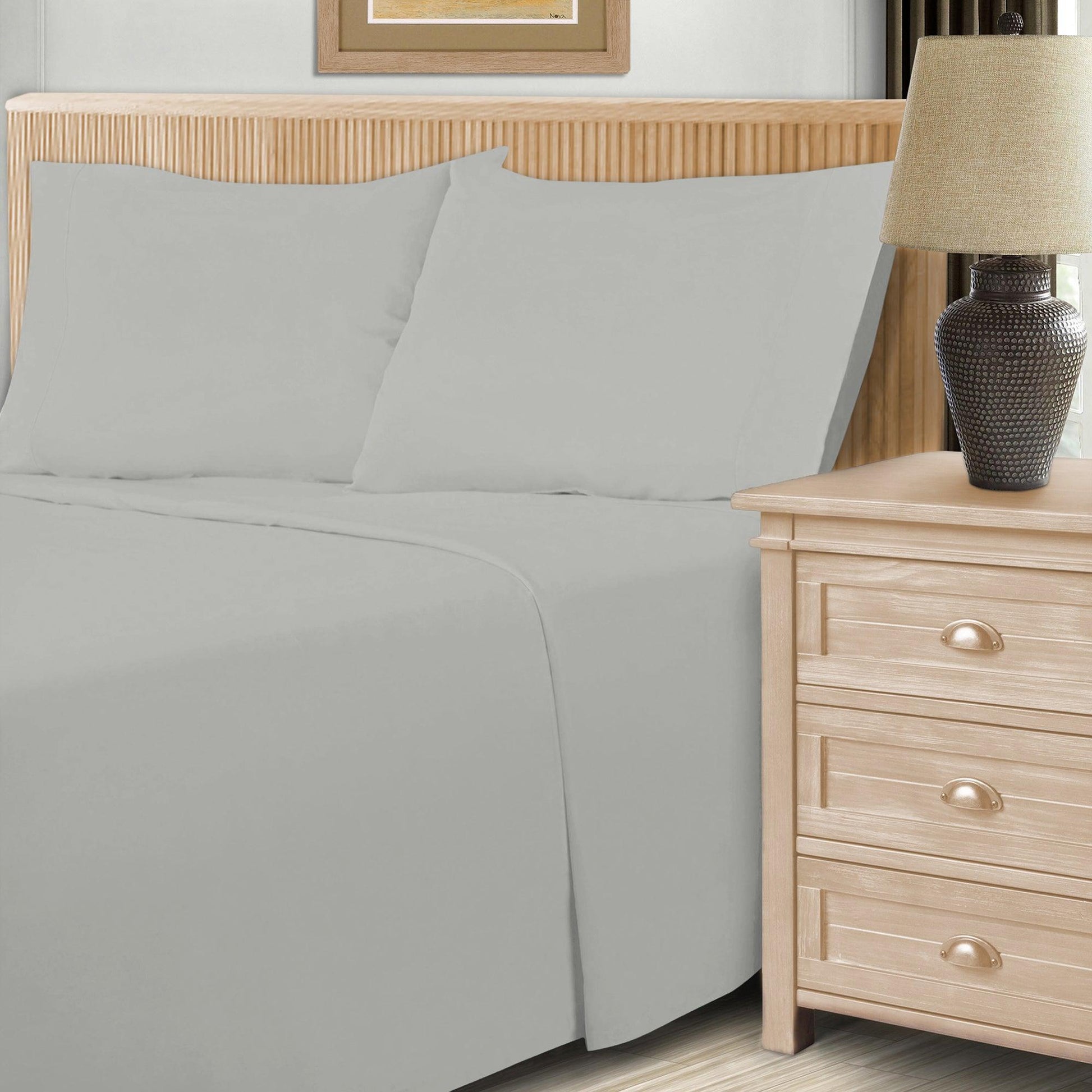  Superior Solid Count Cotton Blend Deep Pocket Sheet Set - Platinum