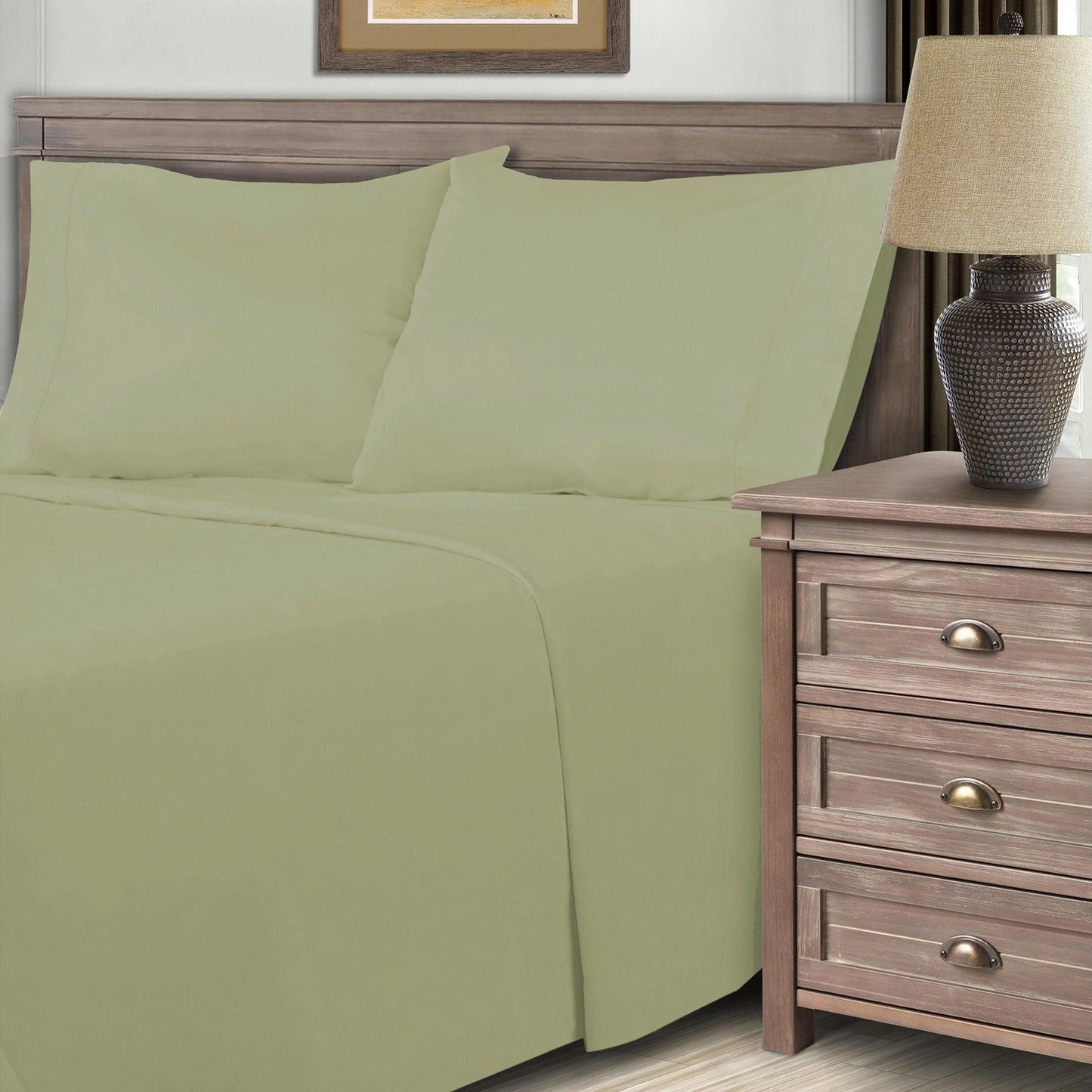  Superior Solid Count Cotton Blend Deep Pocket Sheet Set - Sage