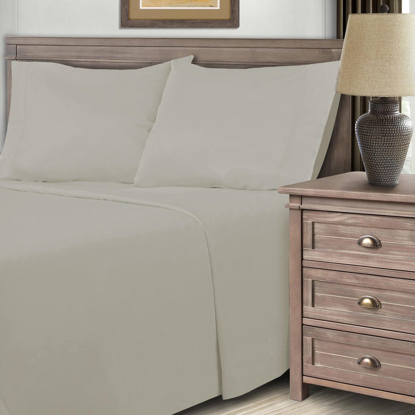  Superior Solid Count Cotton Blend Deep Pocket Sheet Set - Stone