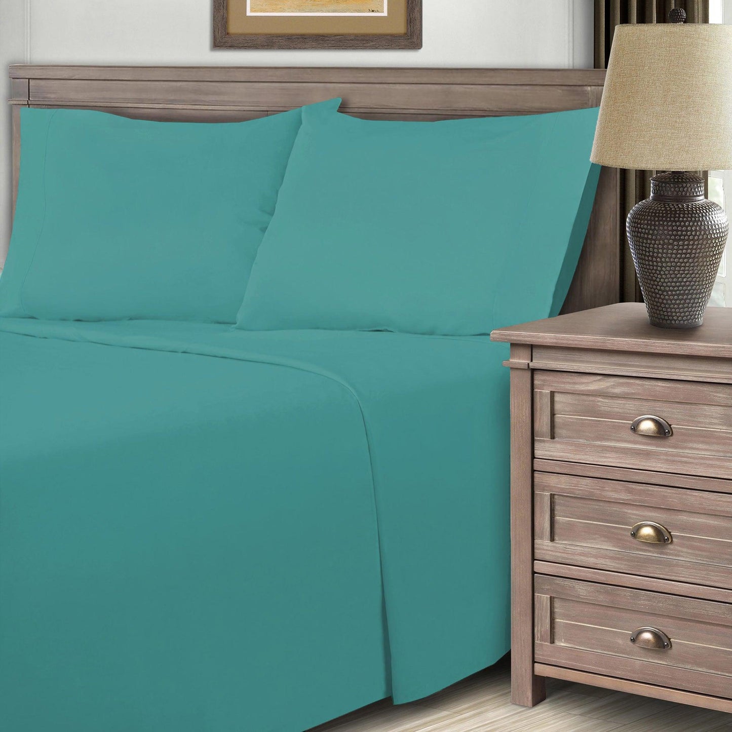  Superior Solid Count Cotton Blend Deep Pocket Sheet Set - Teal