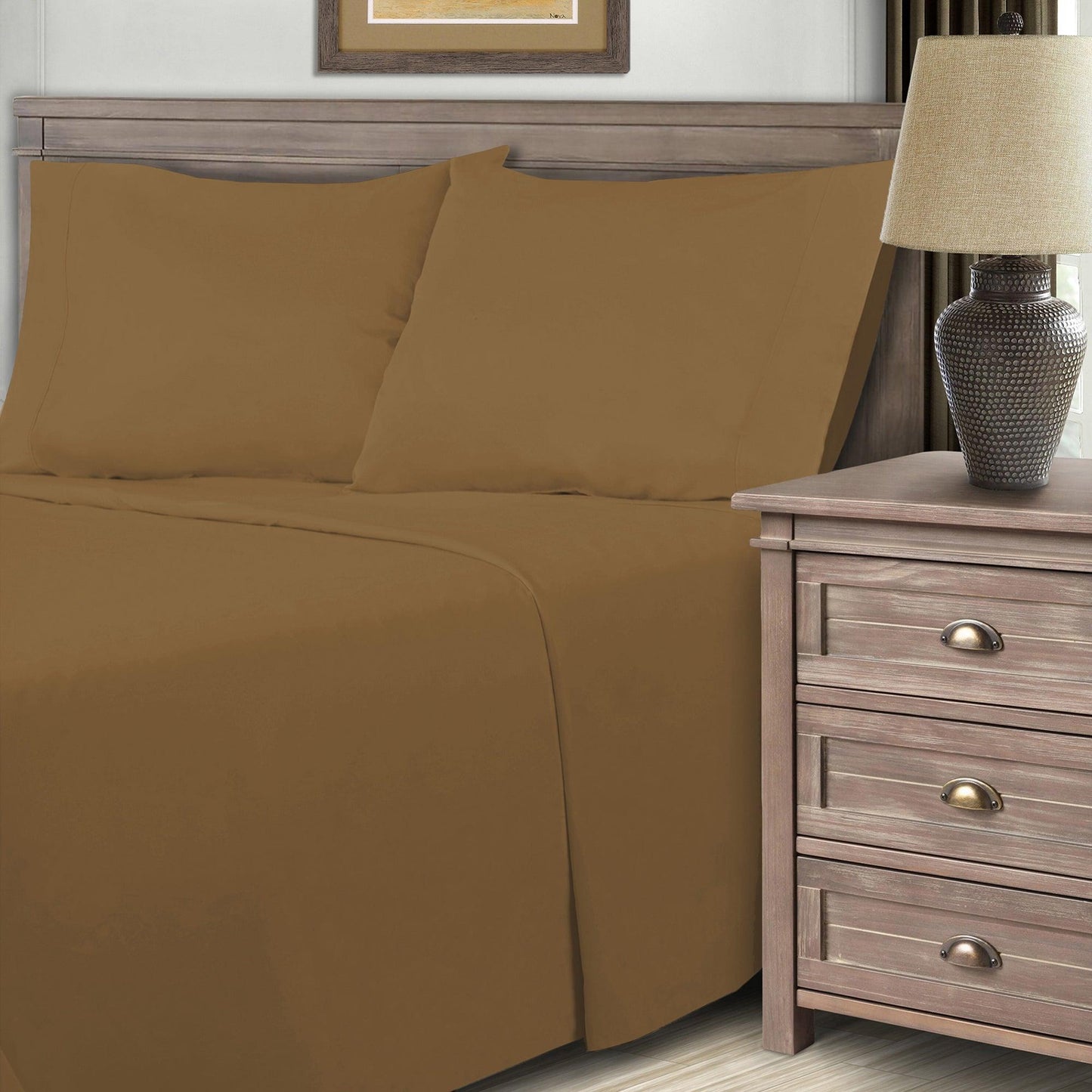  Superior Solid Count Cotton Blend Deep Pocket Sheet Set - Taupe