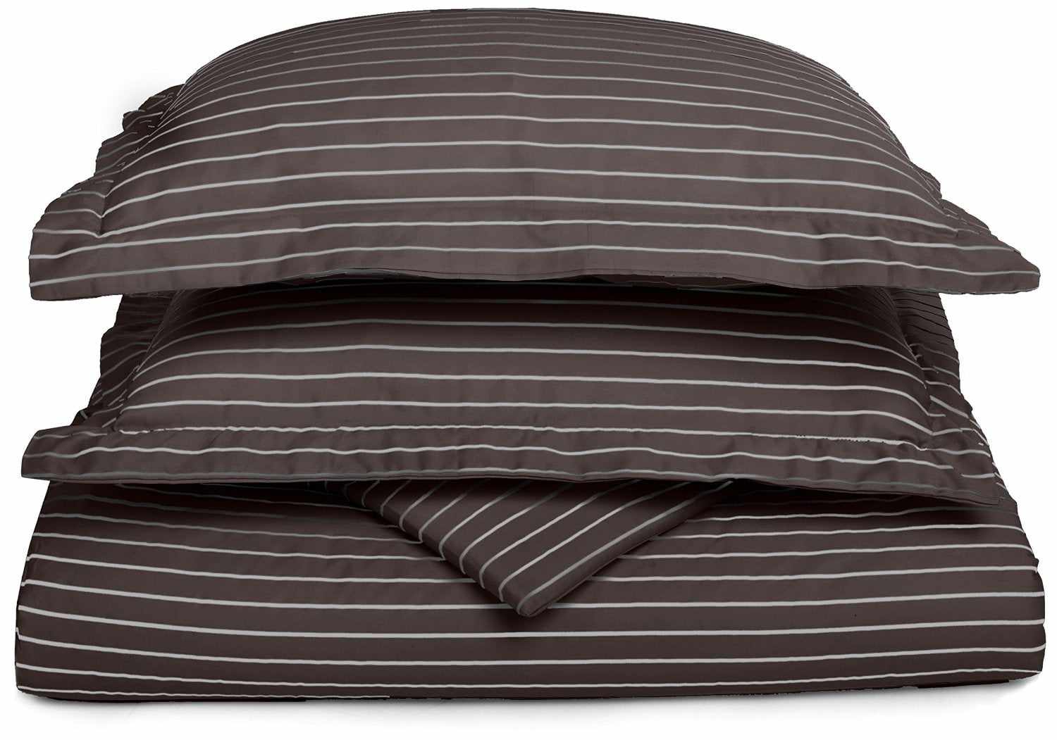 Superior Cotton and Polyester Blend Bahama Stripe Duvet Cover Set - Grey