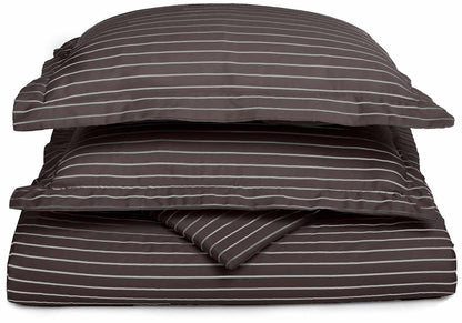 Superior Cotton and Polyester Blend Bahama Stripe Duvet Cover Set - Grey