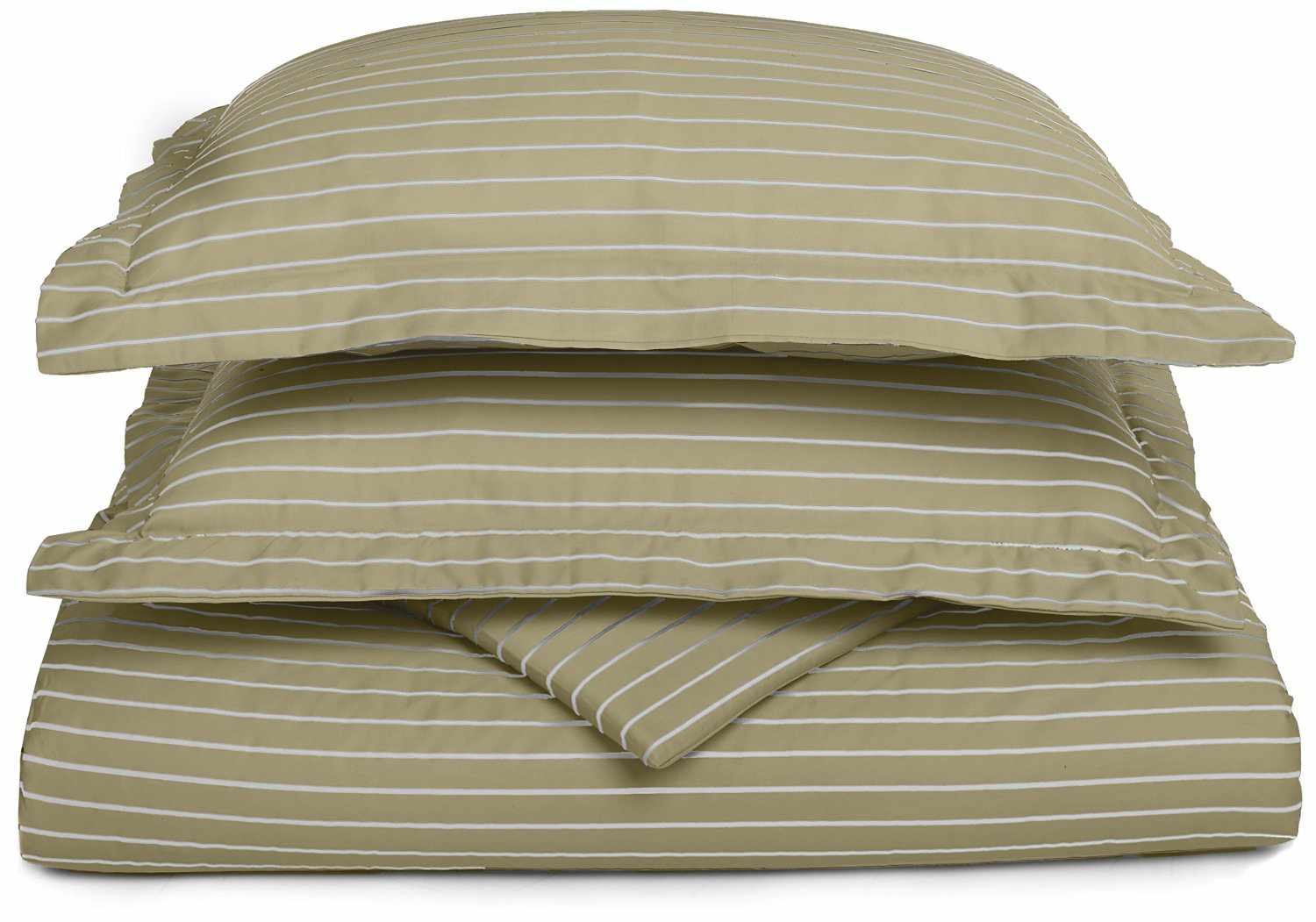 Superior Cotton and Polyester Blend Bahama Stripe Duvet Cover Set - Sage