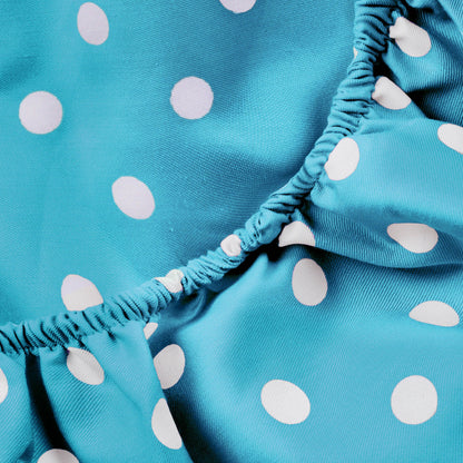600 Thread Count Cotton Blend Polka Dot Luxury Deep Pocket Retro Bed Sheet Set - Aqua
