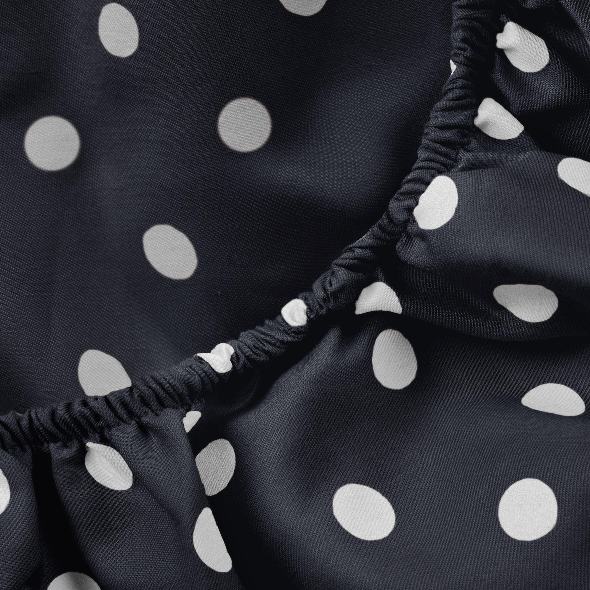 600 Thread Count Cotton Blend Polka Dot Luxury Deep Pocket Retro Bed Sheet Set - Black
