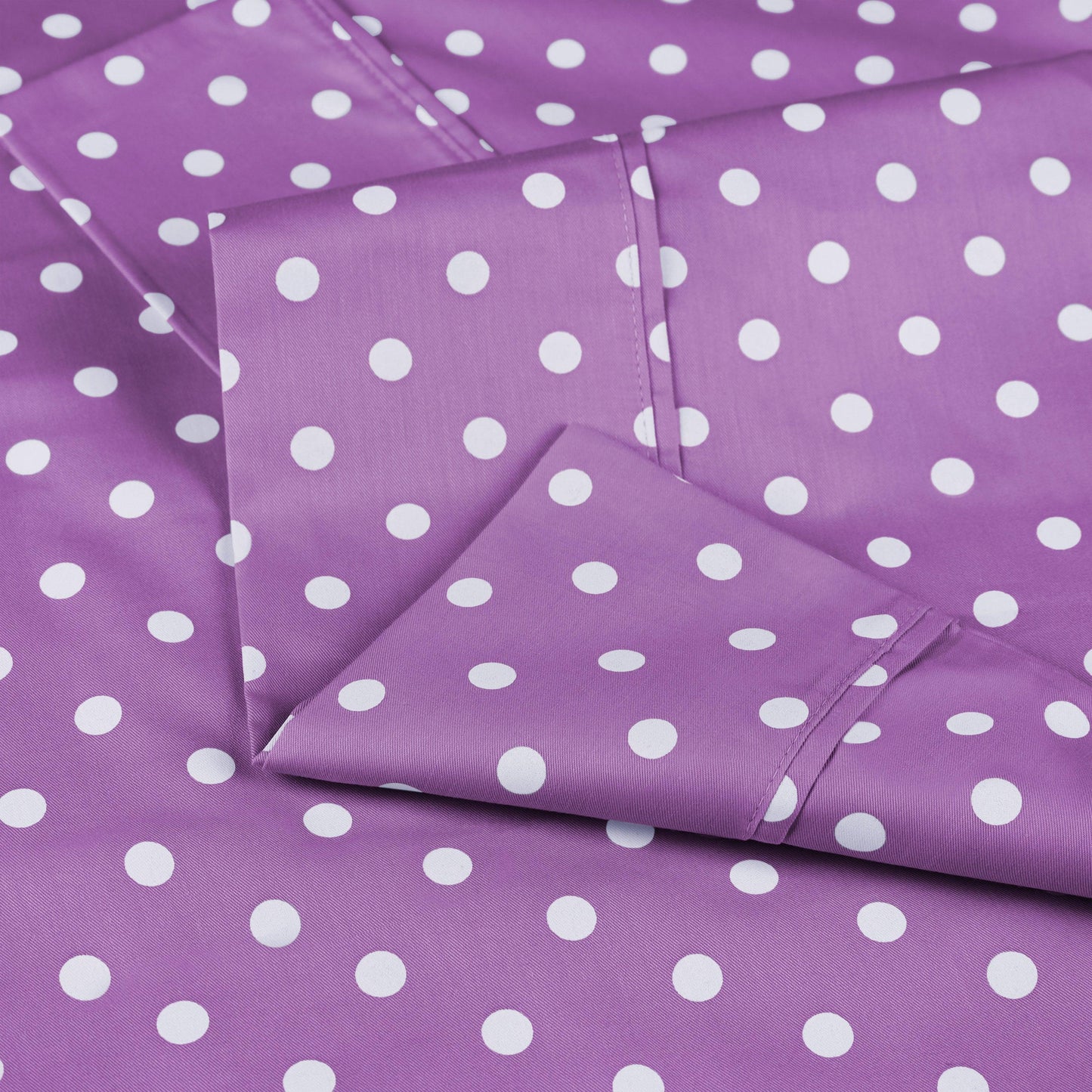 600 Thread Count Cotton Blend Polka Dot Luxury Deep Pocket Retro Bed Sheet Set - Lilac