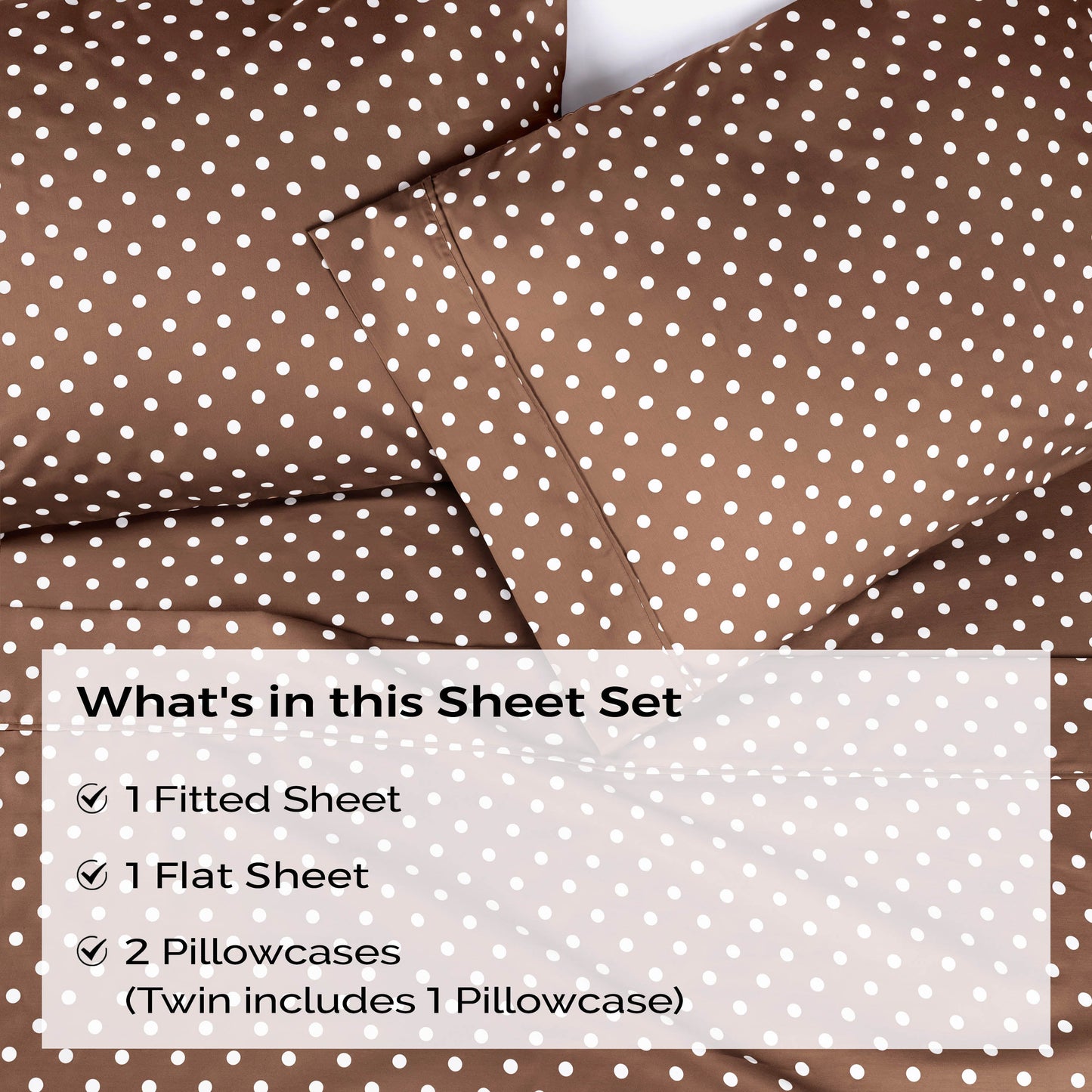 600 Thread Count Cotton Blend Polka Dot Luxury Deep Pocket Retro Bed Sheet Set - Taupe