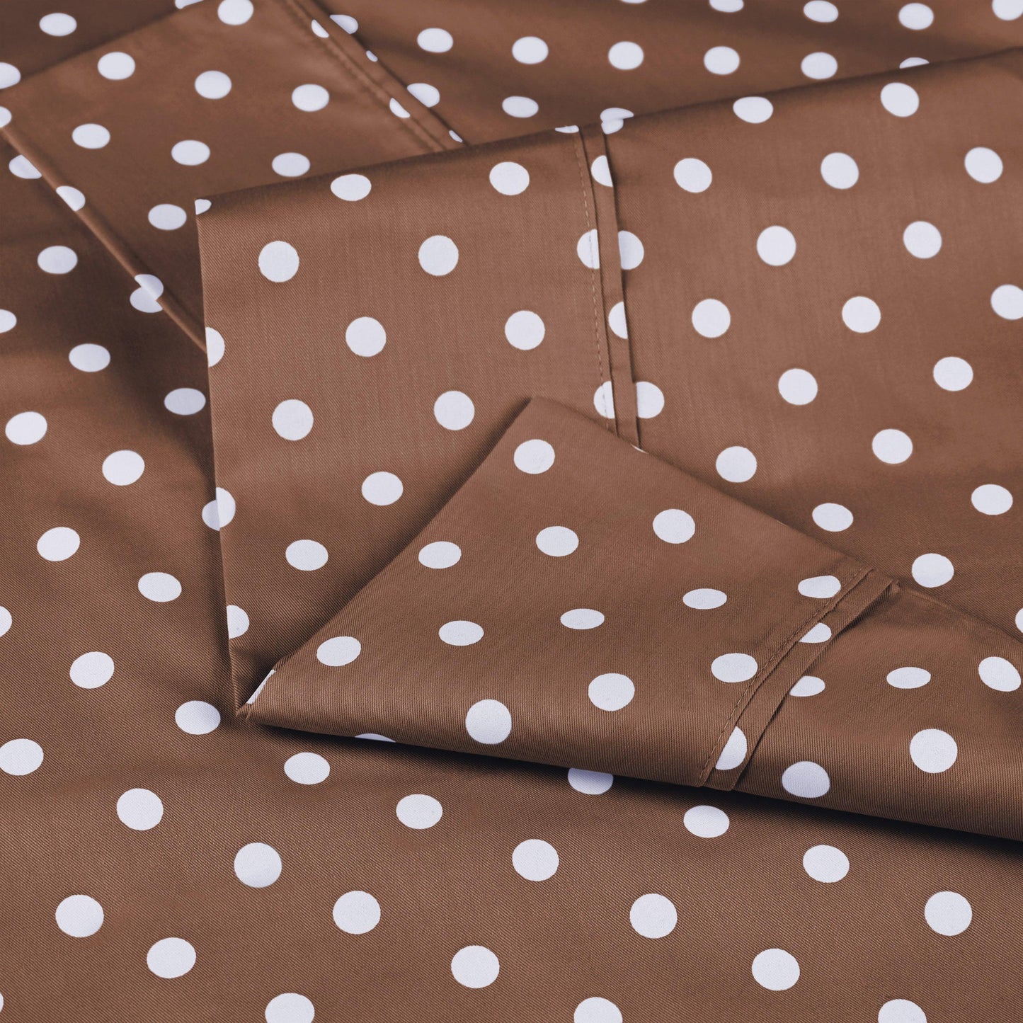 600 Thread Count Cotton Blend Polka Dot Luxury Deep Pocket Retro Bed Sheet Set - Taupe