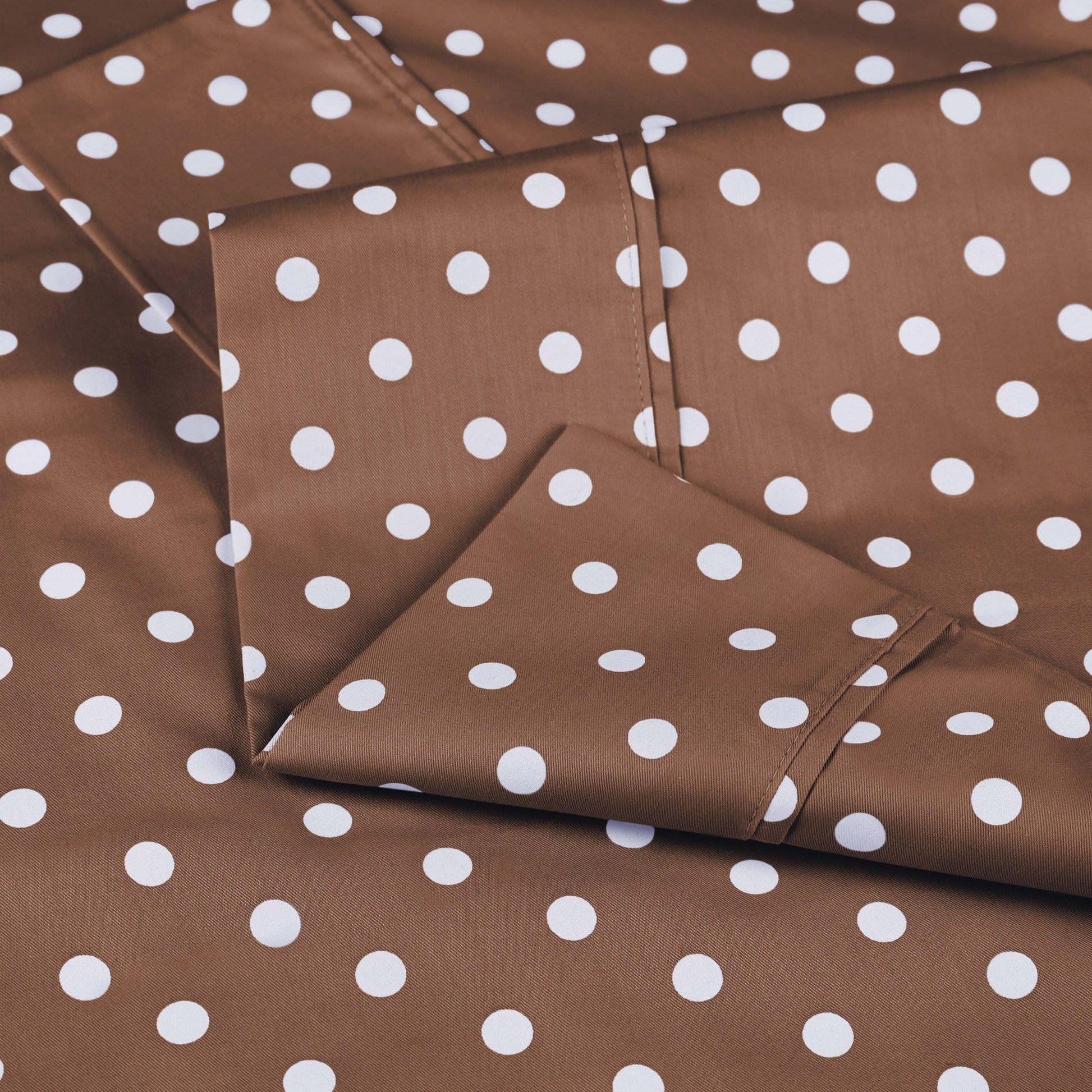 600 Thread Count Cotton Blend Polka Dot Luxury Deep Pocket Retro Bed Sheet Set - Taupe
