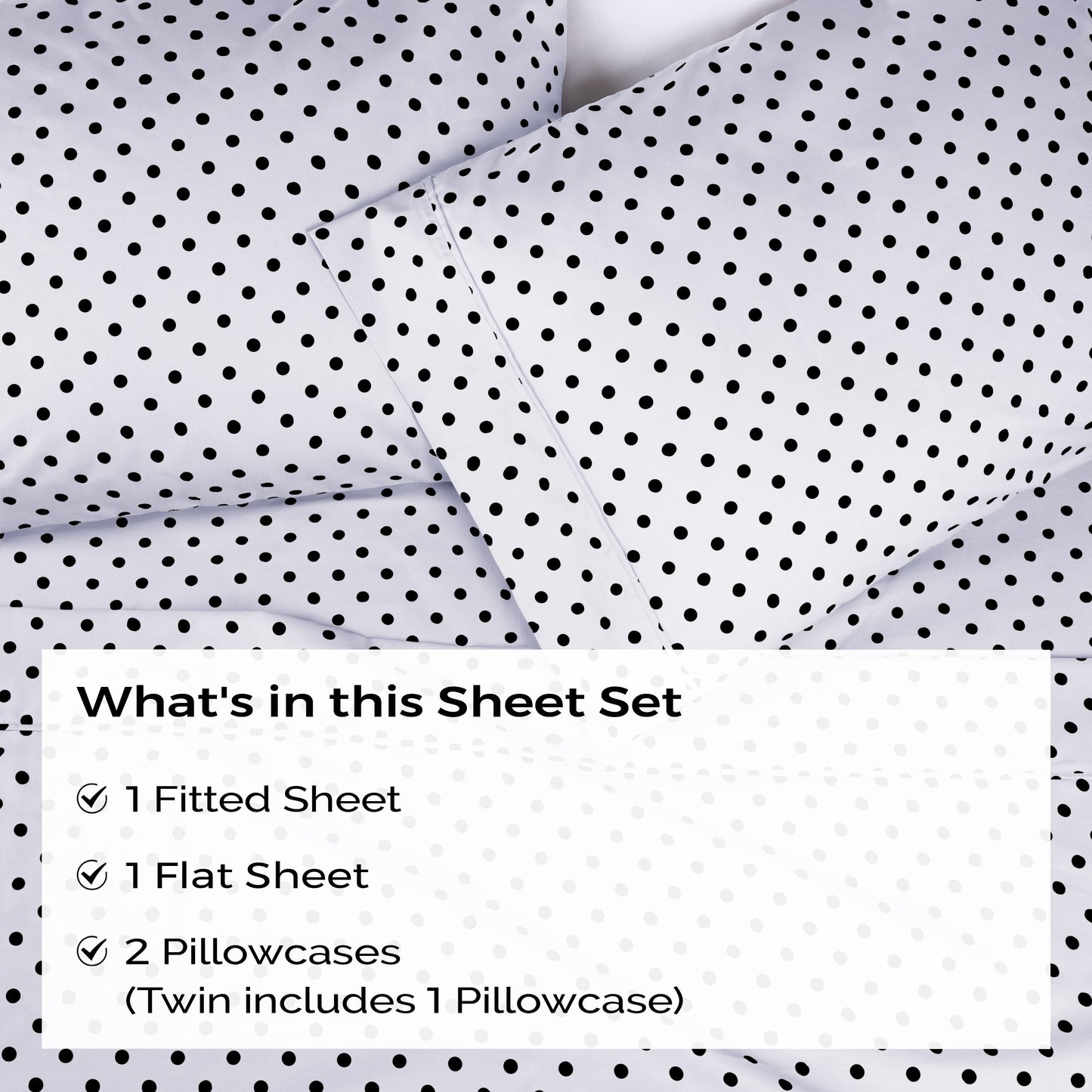 600 Thread Count Cotton Blend Polka Dot Luxury Deep Pocket Retro Bed Sheet Set - White