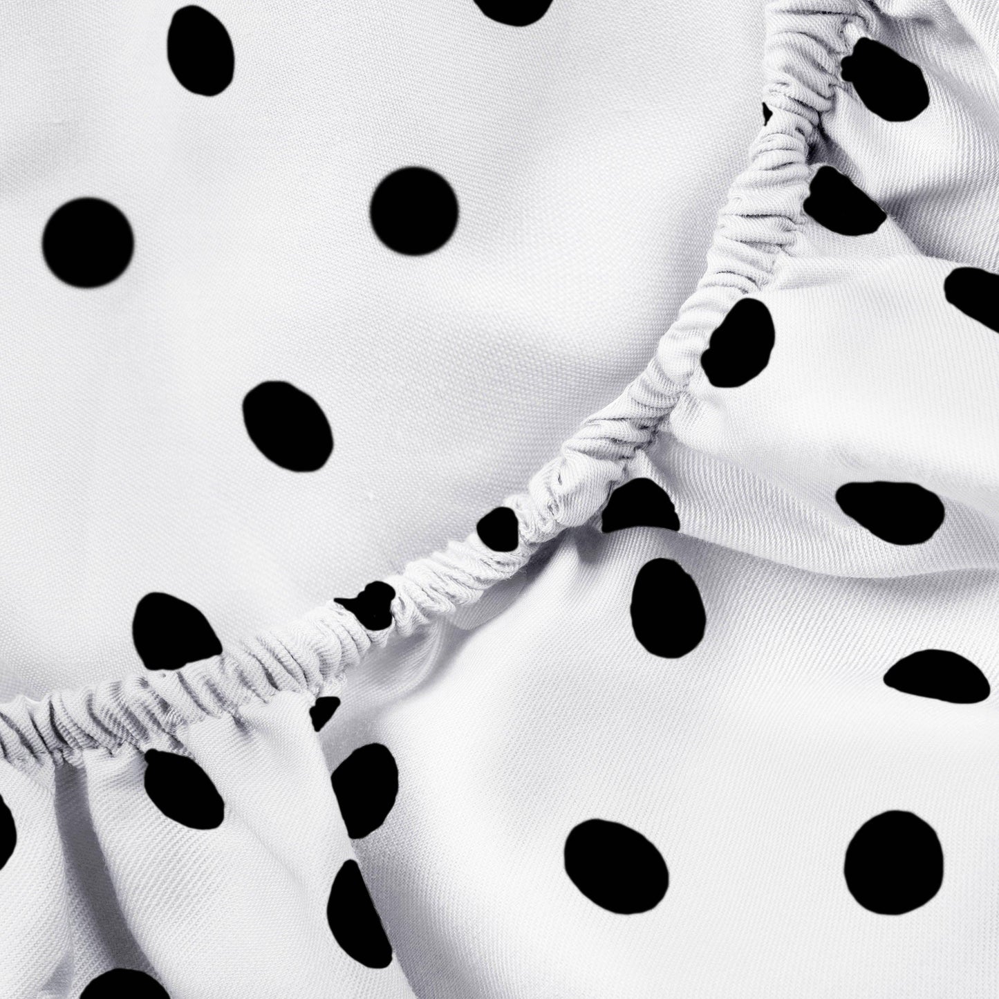 600 Thread Count Cotton Blend Polka Dot Luxury Deep Pocket Retro Bed Sheet Set - White