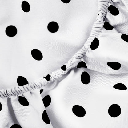 600 Thread Count Cotton Blend Polka Dot Luxury Deep Pocket Retro Bed Sheet Set - White