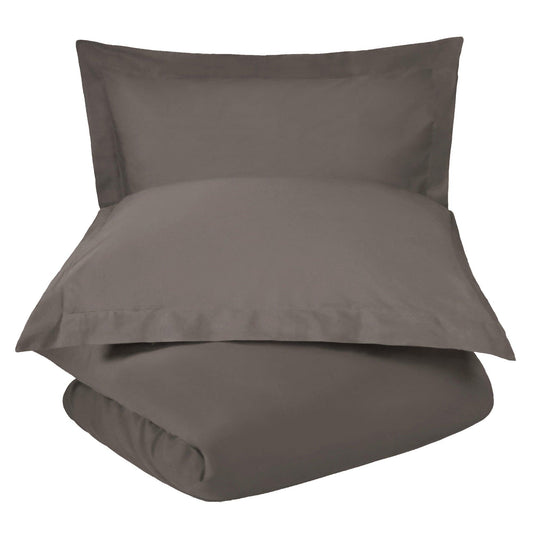 Superior Solid Cotton Blend Duvet Cover Set - Grey