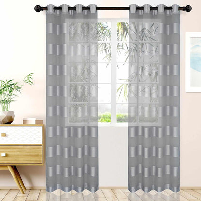 Dalisto Stripes 2-Piece Grommet Sheer Curtain Panel Set