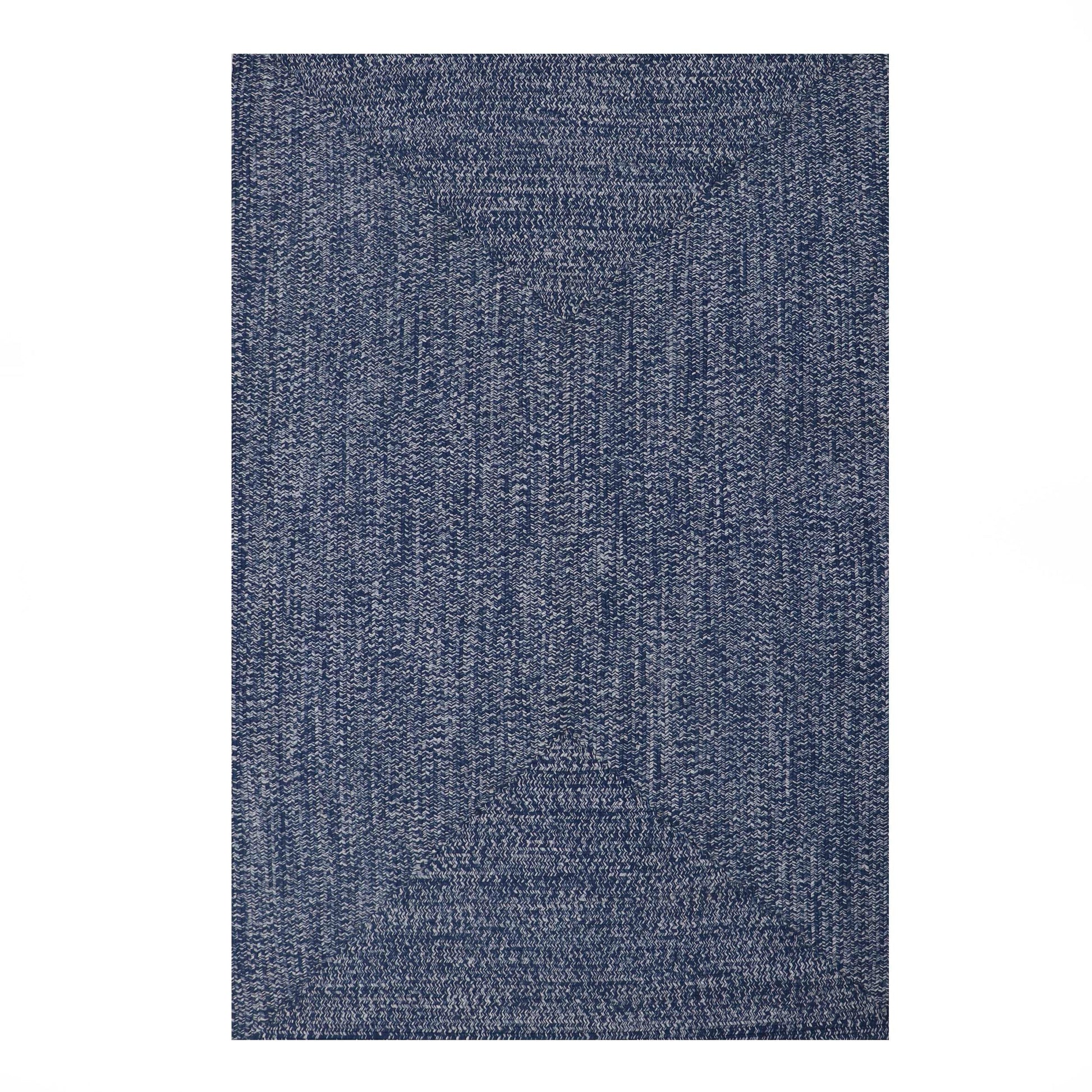 Multi Toned Braided Area Rug Bohemian Indoor Outdoor Rugs - DenimBlue-White
