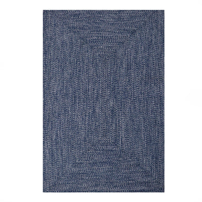 Multi Toned Braided Area Rug Bohemian Indoor Outdoor Rugs - DenimBlue-White