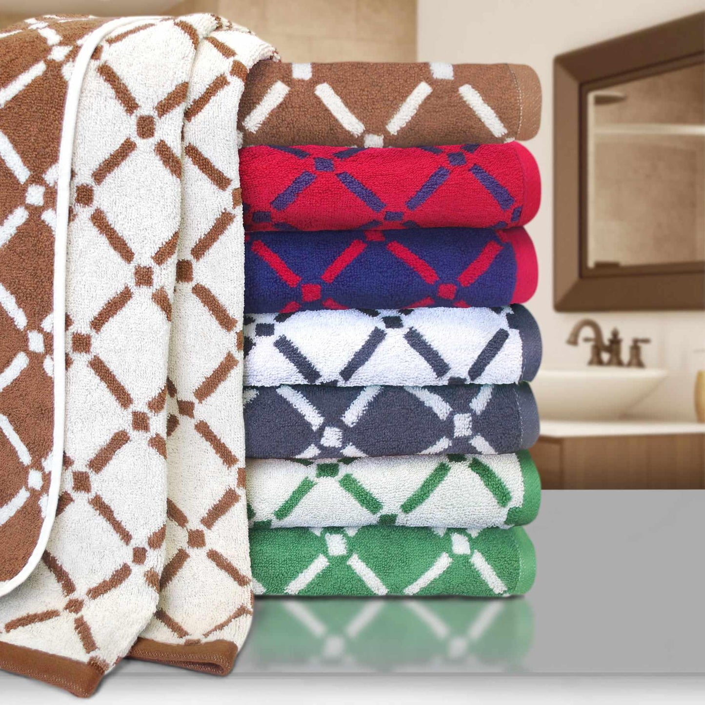  Reversible Diamond Cotton 2-Piece Bath Sheet Set - Chocolate/Cream