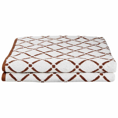 Reversible Diamond Cotton 2-Piece Bath Towel Set -  Choco/Cream