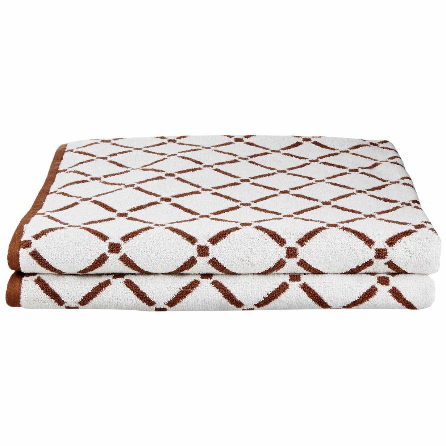 Reversible Diamond Cotton 2-Piece Bath Sheet Set - Chocolate/Cream