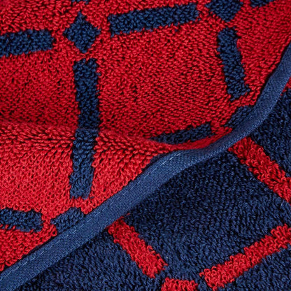 Reversible Diamond Cotton 2-Piece Bath Towel Set - Red/Navy Blue