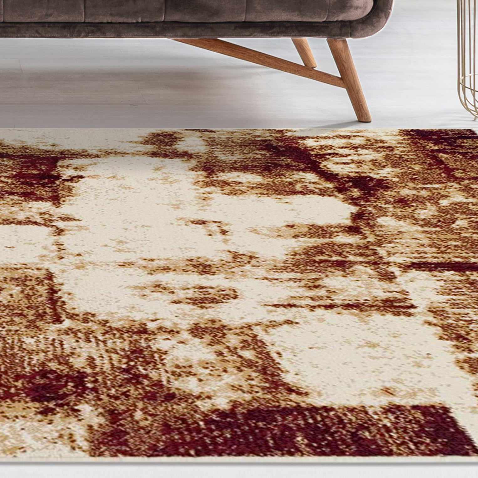 Distressed Abstract Geometric Industrial Area Rug